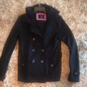 Black pea coat with hood